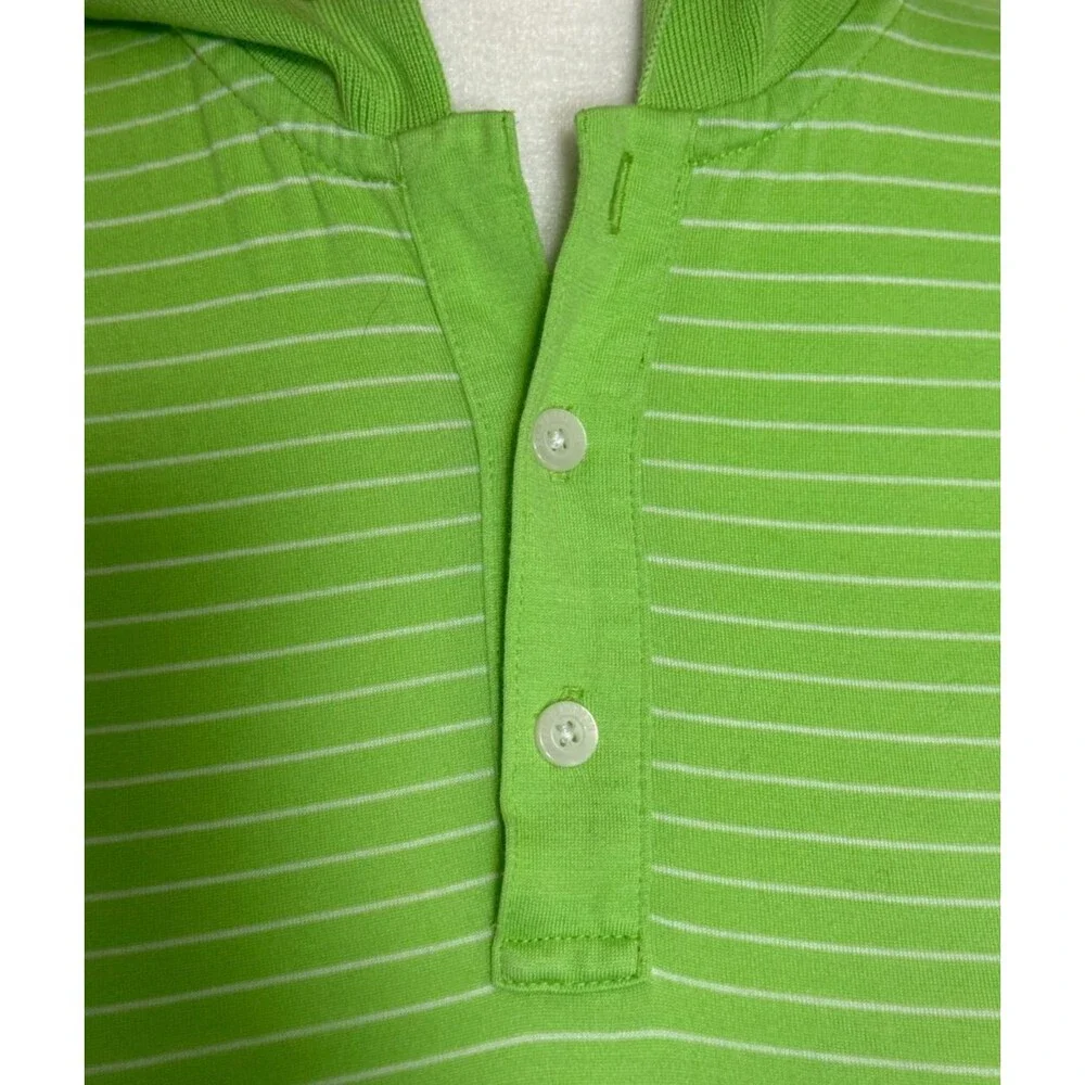 Ralph Lauren Women Golf Tennis Style Green Striped Polo Shirt Short Sleeve Top M - Picture 4 of 7